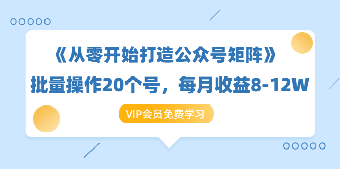 《从零开始打造公众号矩阵》批量操作20个号，每月收益大概8-12W（44节课）-福喜网创