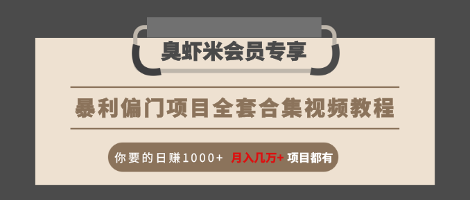 暴利偏门项目全套合集视频教程：你要的日赚1000+月入几万+项目都有-福喜网创