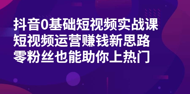 抖音0基础短视频实战课，短视频运营赚钱新思路，零粉丝也能助你上热门-福喜网创