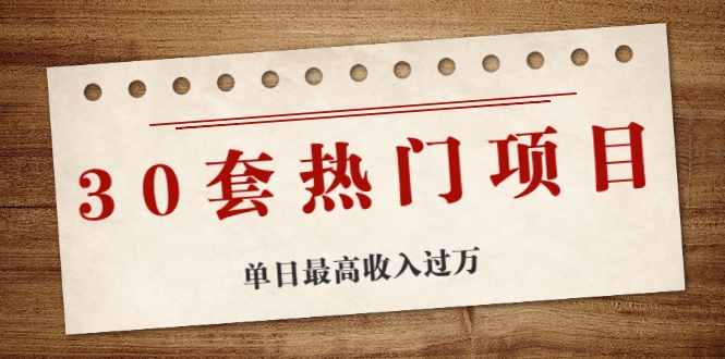 30套热门项目：单日最高收入过万 (网赚项目、朋友圈、涨粉套路、抖音、快手)等-福喜网创