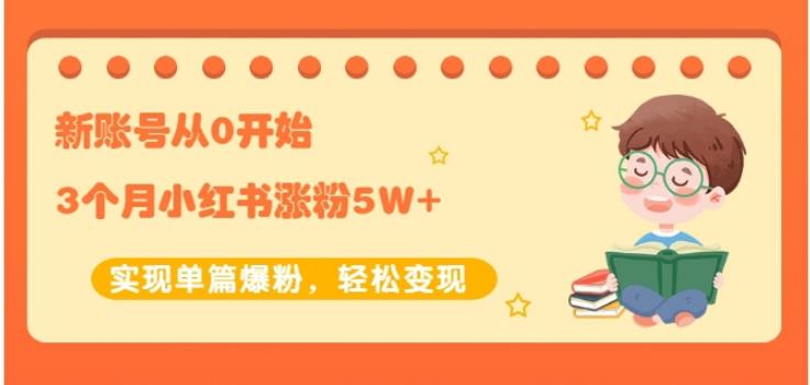 生财小红书涨粉变现：新账号从0开始3个月小红书涨粉5W+实现单篇爆粉-福喜网创