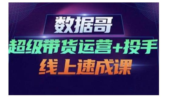 数据哥·超级带货运营+投手线上速成课，快速提升运营和熟悉学会投手技巧-福喜网创