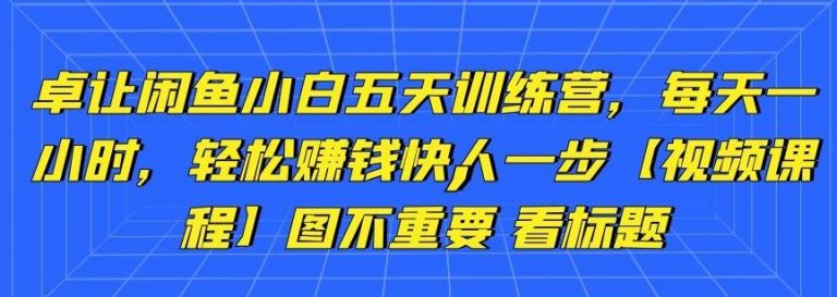 卓让闲鱼小白五天训练营，每天一小时，轻松赚钱快人一步-福喜网创