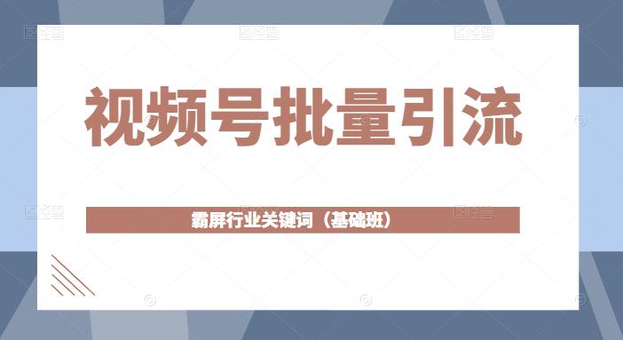 视频号批量引流，霸屏行业关键词（基础班）全面系统讲解视频号玩法-福喜网创