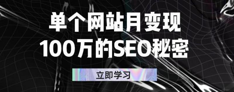 单个网站月变现100万的SEO秘密，百分百做出赚钱站点-福喜网创