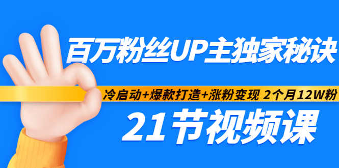 百万粉丝UP主独家秘诀：冷启动+爆款打造+涨粉变现2个月12W粉（21节视频课)-福喜网创