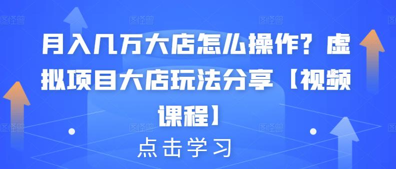 月入几万大店怎么操作？虚拟项目大店玩法分享【视频课程】-福喜网创