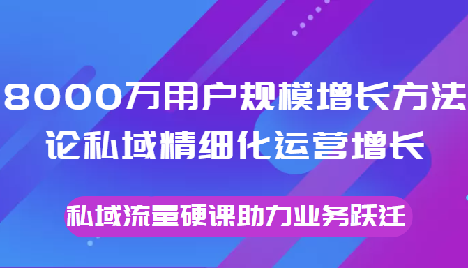 8000万用户规模增长方法论私域精细化运营增长，私域流量硬课助力业务跃迁-福喜网创