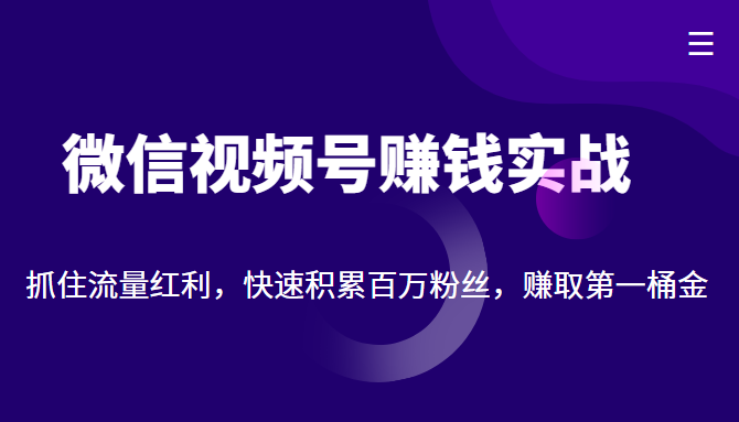 微信视频号赚钱实战：抓住流量红利，快速积累百万粉丝，赚取你的第一桶金-福喜网创