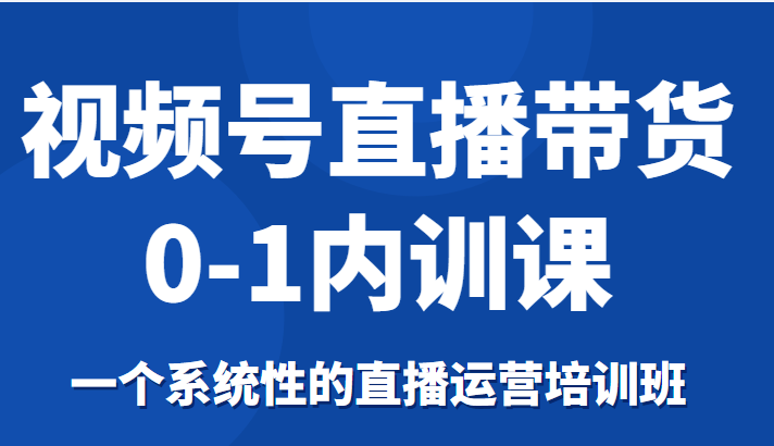 视频号直播带货0-1内训课，一个系统性的直播运营培训班-福喜网创