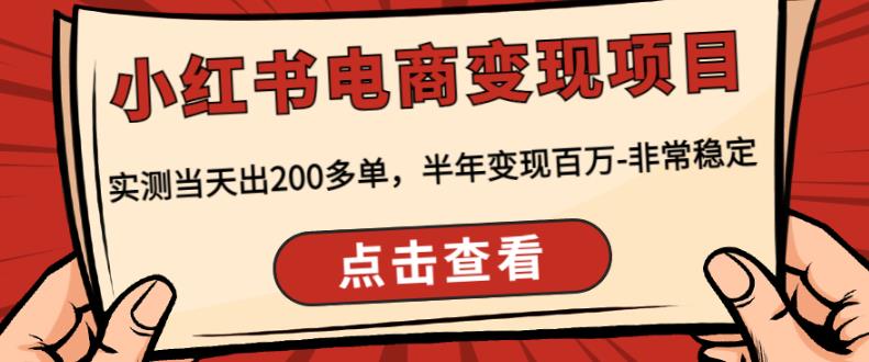 顽石·小红‬书电商变现项目，实测当天出200多单，半年变现百万，非常稳定-福喜网创