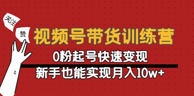 视频号带货训练营：0粉起号快速变现，新手也能实现月入10w+-福喜网创