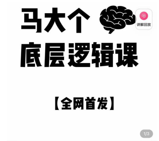 马大个·底层逻辑课，51节底层逻辑智慧课-价值1980元-福喜网创