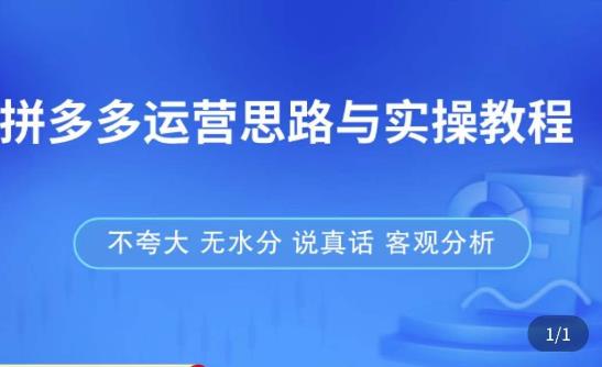 拼多多店铺运营思路与实操教程，快速学会拼多多开店和运营，少踩坑，多盈利-福喜网创