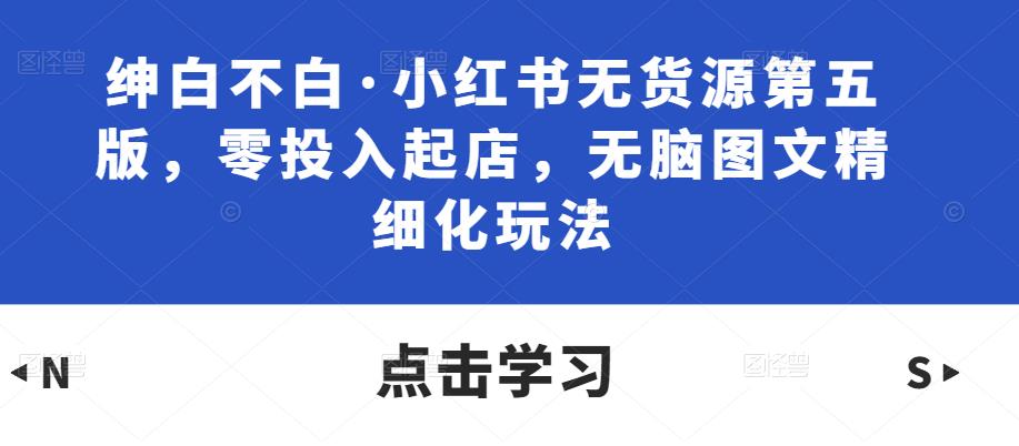 绅白不白·小红书无货源第五版，零投入起店，无脑图文精细化玩法-福喜网创