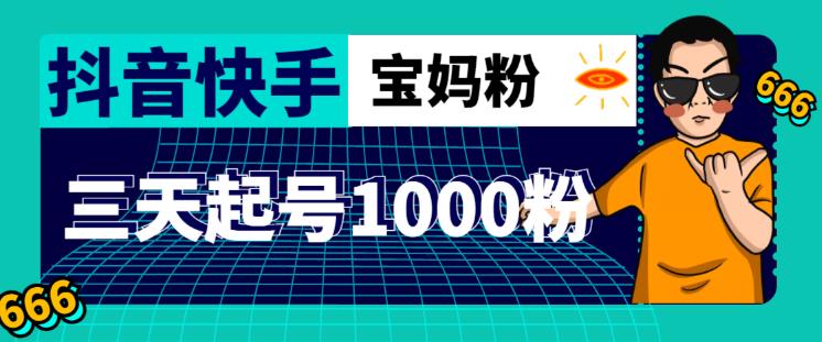 抖音快手三天起号涨粉1000宝妈粉丝的核心方法【详细玩法教程】-福喜网创