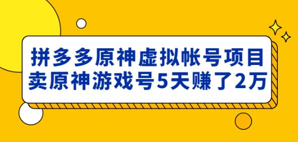 外面卖2980的拼多多原神虚拟帐号项目：卖原神游戏号5天赚了2万-福喜网创