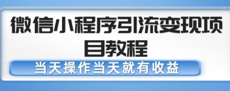 微信小程序引流变现项目教程，当天操作当天就有收益，变现不再是难事-福喜网创