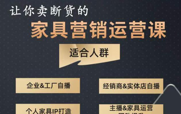 让你卖断货的家具营销运营课，打造高销量家具账号（短视频+直播+人物IP）-福喜网创