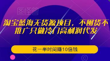 淘宝蓝海无货源项目，不囤货不推广只做冷门高利润代发，花一半时间赚10倍钱-福喜网创