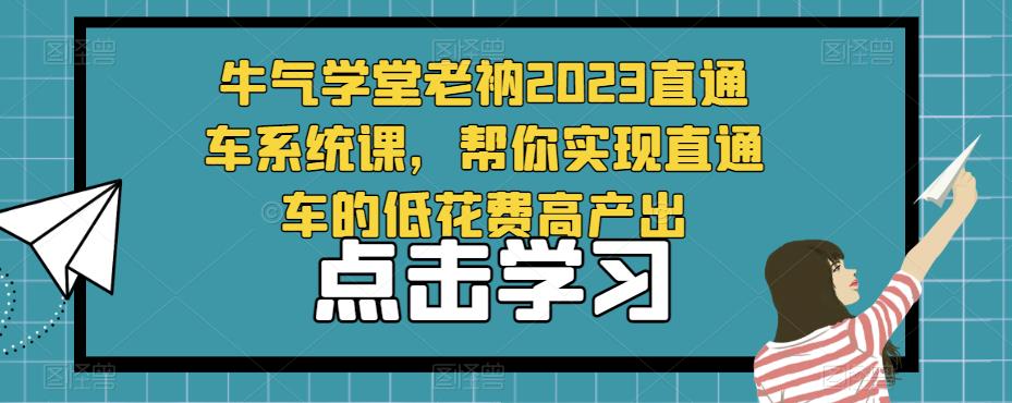 牛气学堂老衲2023直通车系统课，帮你实现直通车的低花费高产出-福喜网创