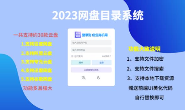 （项目课程）2023网盘目录运营系统，一键安装教学，一共支持约30款云盘-福喜网创