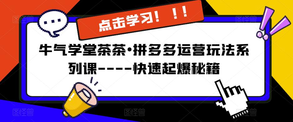 牛气学堂茶茶•拼多多运营玩法系列课—-快速起爆秘籍【更新】-福喜网创