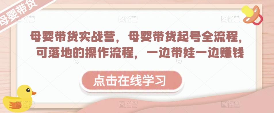 母婴带货实战营，母婴带货起号全流程，可落地的操作流程，一边带娃一边赚钱（附素材）-福喜网创