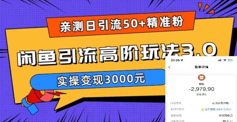 亲测日引50+精准粉，闲鱼引流高阶玩法3.0，实操变现3000元【揭秘】-福喜网创