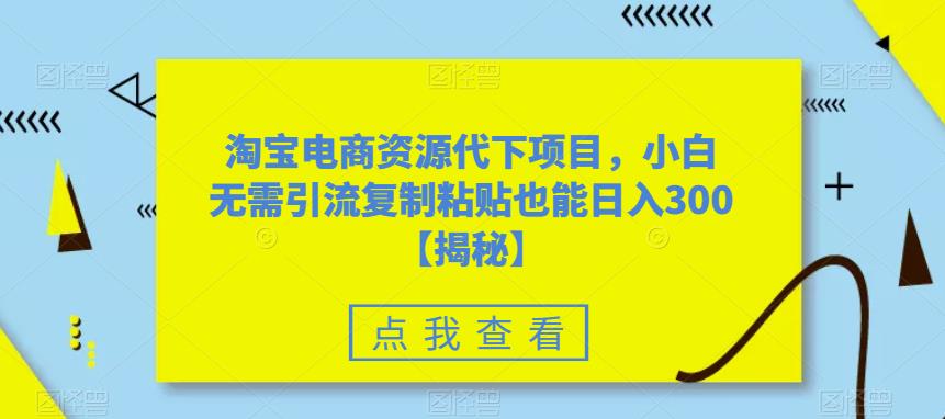 淘宝电商资源代下项目，小白无需引流复制粘贴也能日入300＋【揭秘】-福喜网创