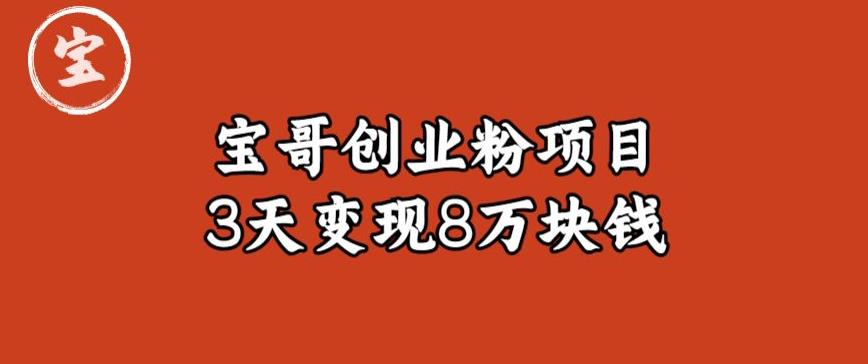 宝哥IP图文创业粉引流项目实战分享：单个账号3天涨粉1万，变现8万块钱（图文教程）【揭秘】-福喜网创