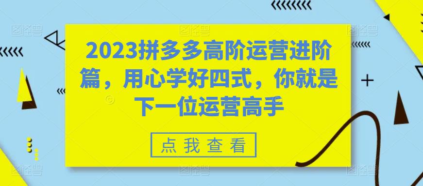 2023拼多多高阶运营进阶篇，用心学好四式，你就是下一位运营高手-福喜网创