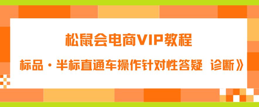 松鼠会电商VIP教程：松鼠《付费推广标品·半标直通车操作针对性答疑&诊断》-福喜网创