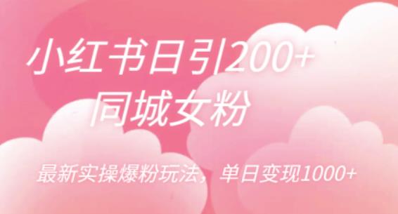 小红书日引200+同城女粉，最新实操爆粉玩法，单日变现1000+【揭秘】-福喜网创