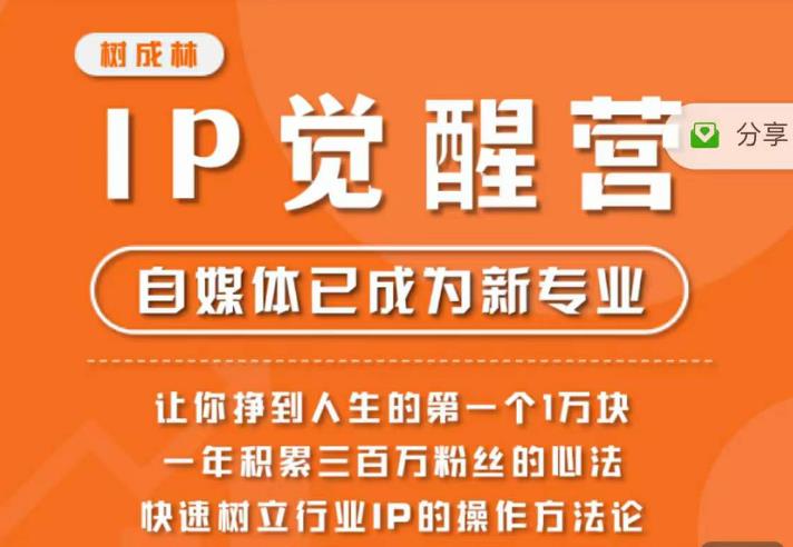 树成林·IP觉醒营，快速树立行业IP的操作方法论，让你赚到人生的第一个1万块（更新）-福喜网创