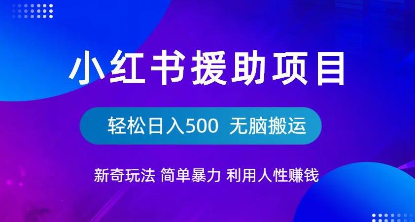 小红书援助项目新奇玩法，简单暴力，无脑搬运轻松日入500【揭秘】-福喜网创