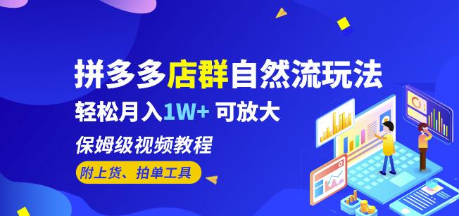 拼多多店群自然流玩法，轻松月入1W+保姆级视频教程（附上货、拍单工具）-福喜网创