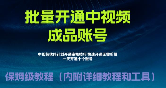 外面收费1980的暴力开通中视频计划教程，内附详细的快速通过中视频伙伴计划的办法-福喜网创