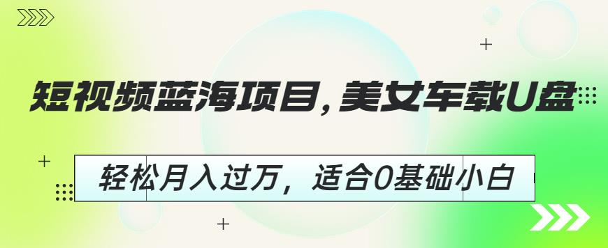 短视频蓝海项目，美女车载U盘，轻松月入过万，适合0基础小白【揭秘】-福喜网创