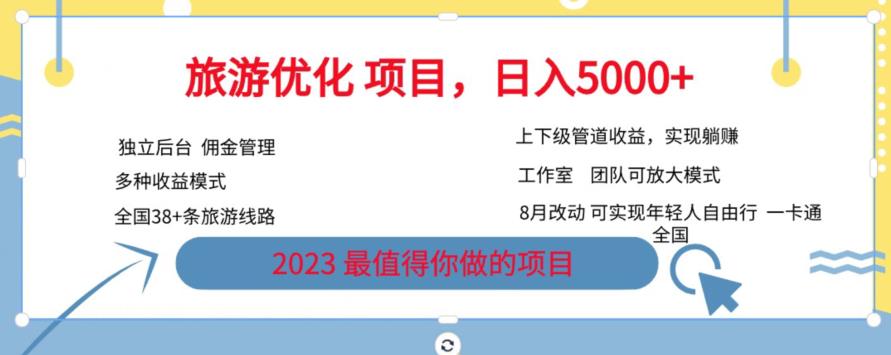 旅游优化项目，2023最值得你做的项目没有之一，带你月入过万-福喜网创