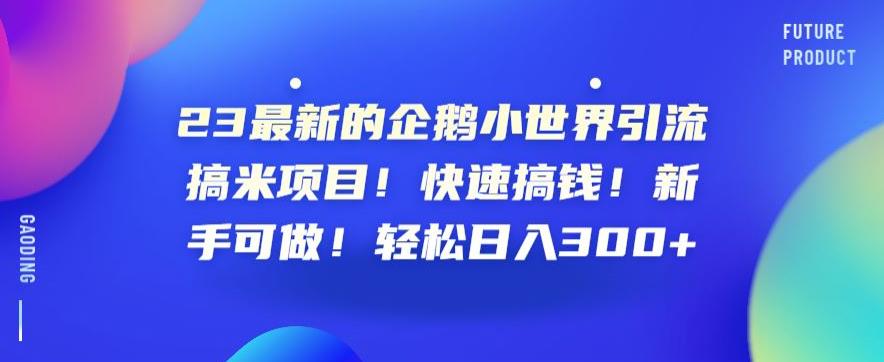 23最新的企鹅小世界引流搞米项目！快速搞钱！新手可做！轻松日入300+【揭秘】-福喜网创