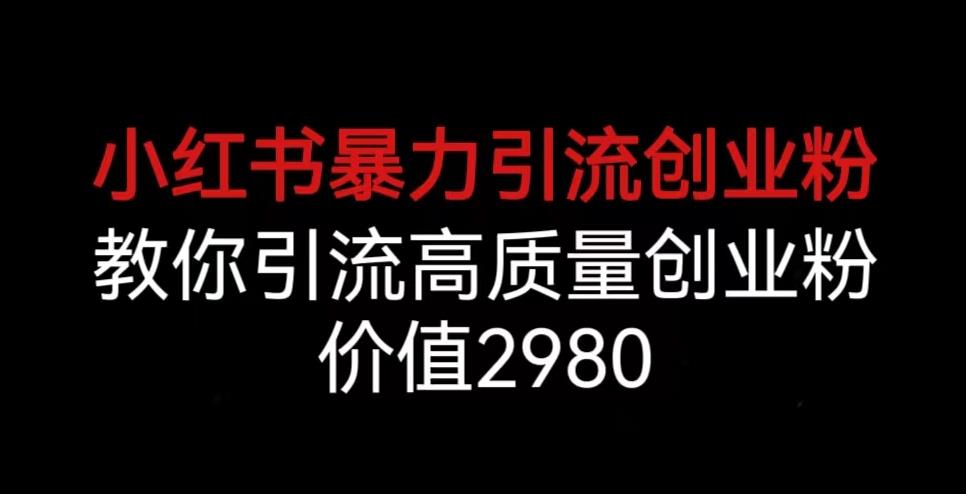 小红书暴力引流创业粉，教你引流高质量创业粉，价值2980【揭秘】-福喜网创