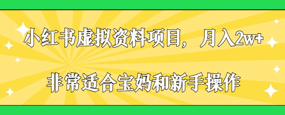 小红书虚拟资料项目，月入2w+，非常适合宝妈和新手操作【揭秘】-福喜网创