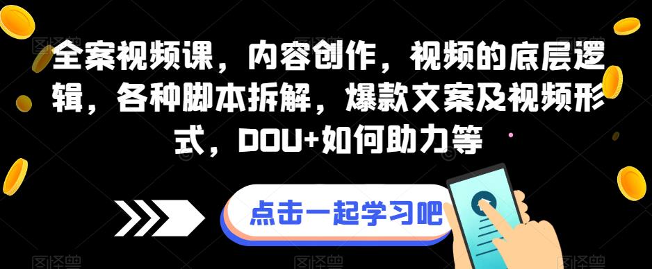 全案视频课，内容创作，视频的底层逻辑，各种脚本拆解，爆款文案及视频形式，DOU+如何助力等-福喜网创