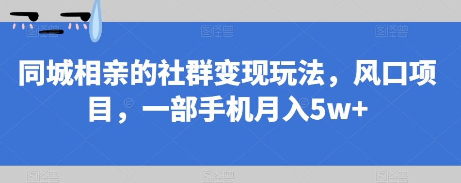 同城相亲的社群变现玩法，风口项目，一部手机月入5w+【揭秘】-福喜网创