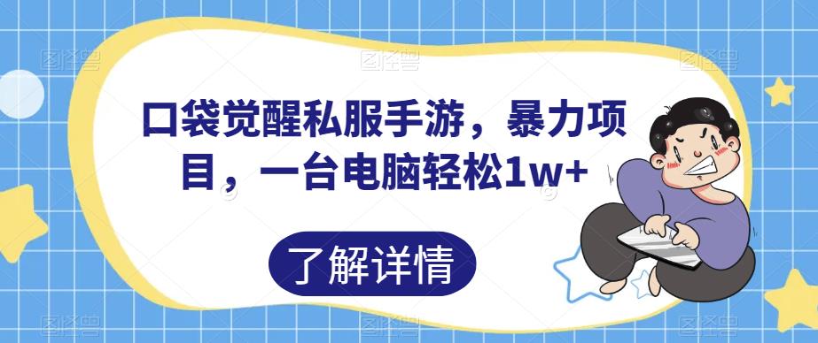 口袋觉醒私服手游，暴力项目，一台电脑轻松1w+【揭秘】-福喜网创