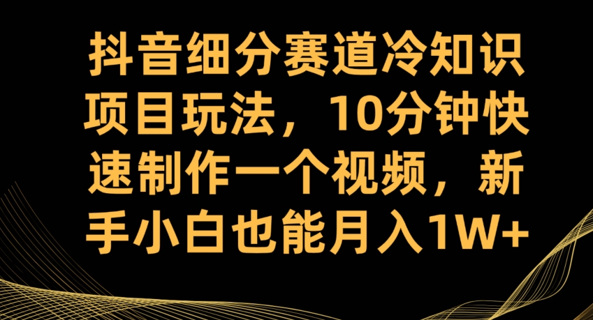 抖音细分赛道冷知识项目玩法，10分钟快速制作一个视频，新手小白也能月入1W+【揭秘】-福喜网创