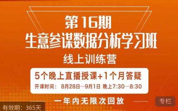 宁静·生意参谋数据分析学习班，解决商家4大痛点，学会分析数据，打造爆款！-福喜网创