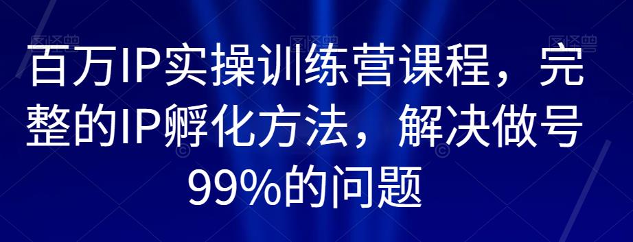 百万IP实操训练营课程，完整的IP孵化方法，解决做号99%的问题-福喜网创