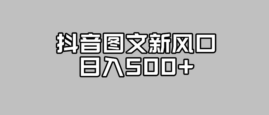 抖音图文最新风口，流量扶持非常高，日入500+【揭秘】-福喜网创